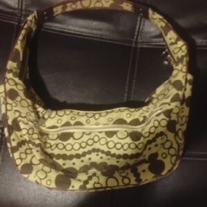 Vintage Angela AdamsYellow and Brown Patterned Shoulder Bag
